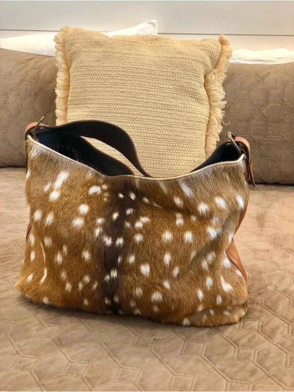 Lucchese Large Axis Deer Hair & Hide Hobo Shoulder Bag